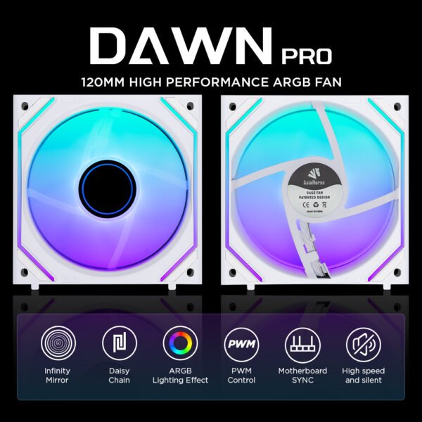 Asiahorse DAWN 120mm ARGB PWM Case Fan Daisy Chain Low Noise