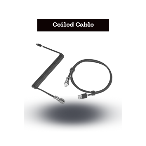 coliled cabel black Premium Coiled Cable for Keyboards – 1K Polling Rate Support Balck
