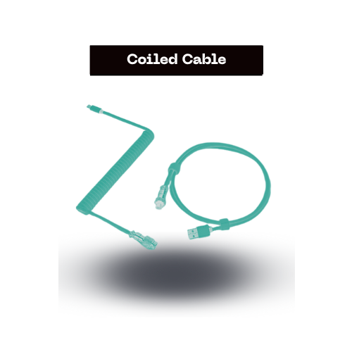 Premium Coiled Cable for Keyboards – 1K Polling Rate Support light blue