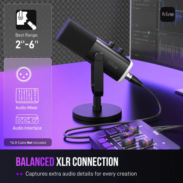 FIFINE-ampligame-AM8-microphone-xlr-connection FIFINE AM8 USB/XLR Dynamic Microphone – RGB Streaming & Podcast Mic