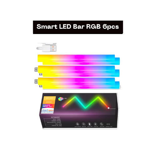 Smart RGBIC LED Light Bar – (6 Pack), Smart Wall Lamp with App & Remote Control