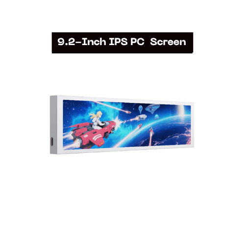 White 9.2-Inch IPS PC Dashboard Screen – Metal Housing, Easy Case Mount